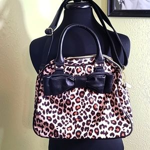 Betsey Johnson Purse, Leopard Print with Black Bow, NWOT